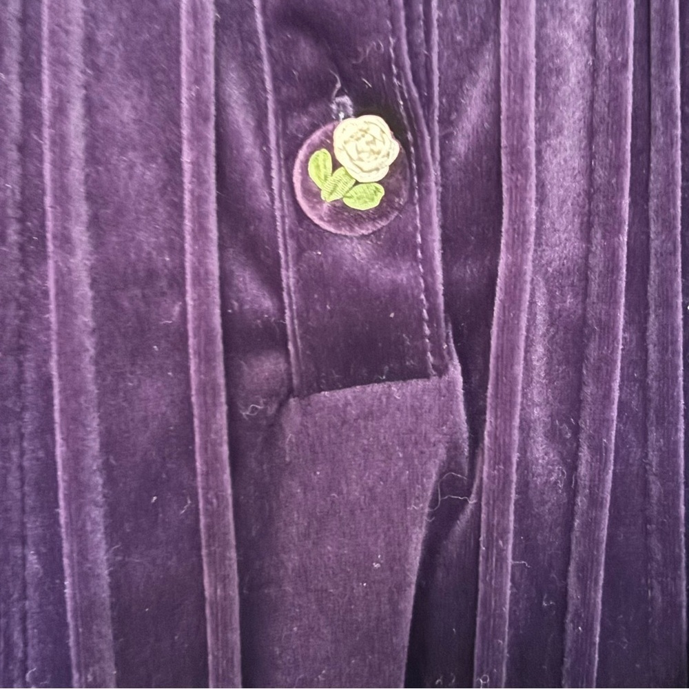 Coldwater Creek Velvet Maxi Dress PS Purple Embroidered Buttons - Picture 6 of 16